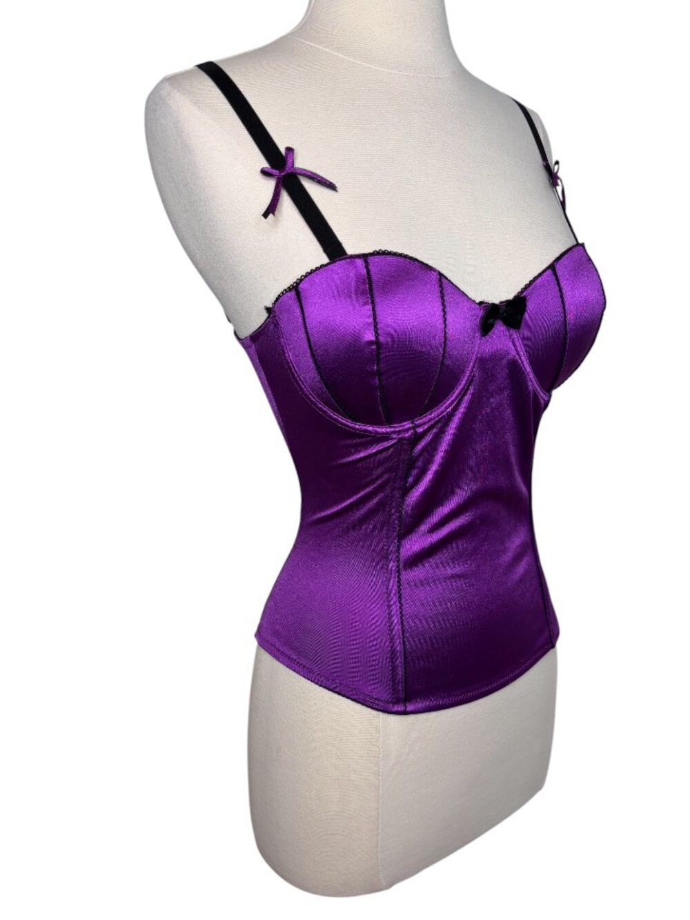 Morbid Threads Y2K Purple Satin Underwire Push Up Bows Corset Top Size 34C - Picture 4 of 12